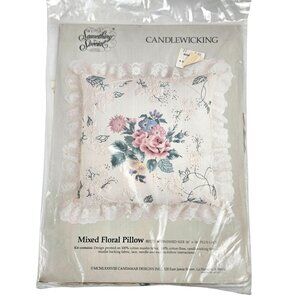 Candamar Something Special Candlewicking Mixed Floral Pillow Muslin Lace 80170